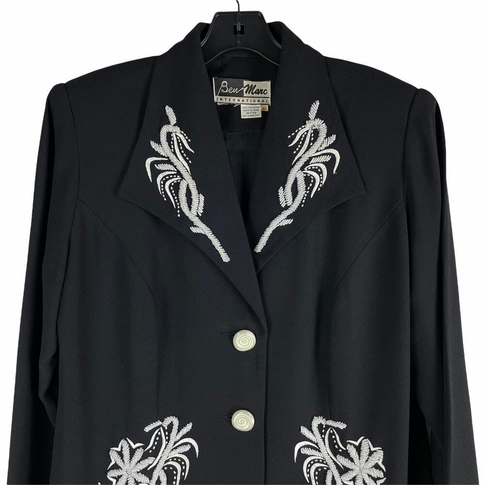 Ben Marc 2pcs Beaded Blazer Skirt Set Church Suit Black Size 10 - Picture 4 of 10